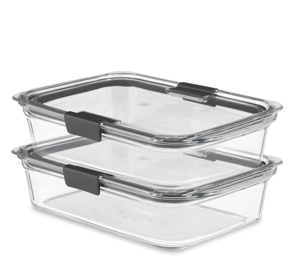 Rubbermaid 2118315 Brilliance Glass Storage 8-Cup Food Containers with Lids, 2-Pack (4 Pieces Total), BPA Free and Leak Proof, Large, Clear 🍁 All In One Marketplace Canada