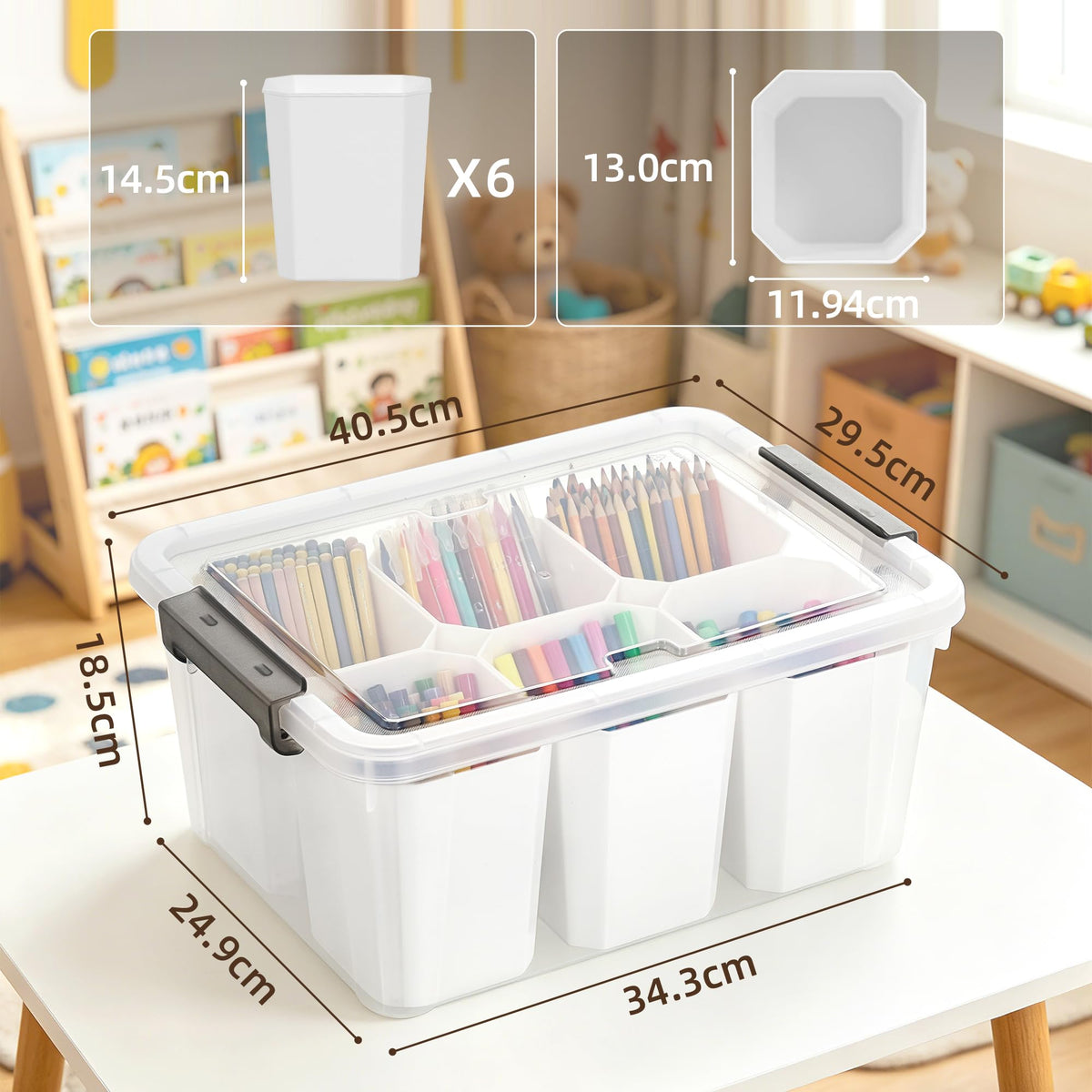 Citylife 17 QT Plastic Storage Bins with 6 Detachable Inserts Clear Storage Box with Lids Multipurpose Stackable Storage Containers for Organizing Crayon, Tool, Craft 🍁 All In One Marketplace Canada
