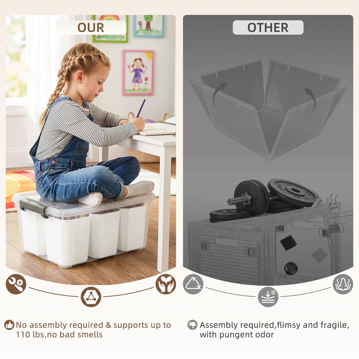 Citylife 17 QT Plastic Storage Bins with 6 Detachable Inserts Clear Storage Box with Lids Multipurpose Stackable Storage Containers for Organizing Crayon, Tool, Craft 🍁 All In One Marketplace Canada