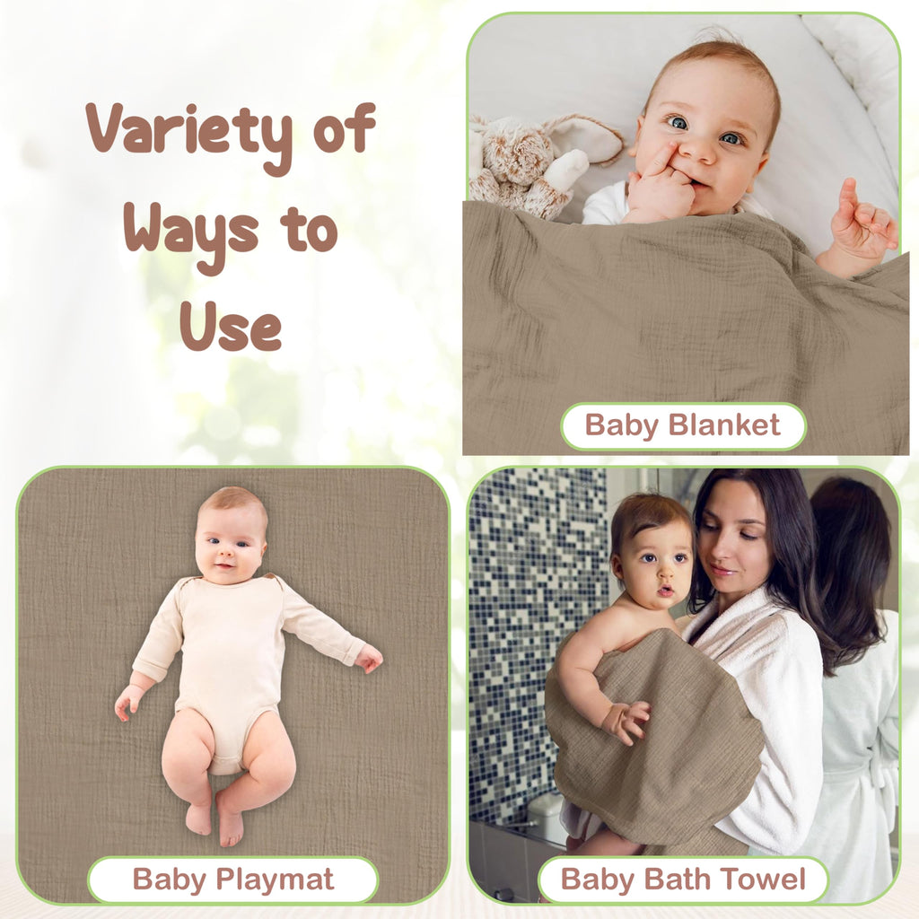 Infancie 100% Organic Cotton Muslin Hooded Baby Towels 2 Pack 81 X 81 CM Shower Towel Soft Breathable Lightweight Quick Dry Gentle On Baby Skin for Newborns and Infants 🍁 All In One Marketplace Canada
