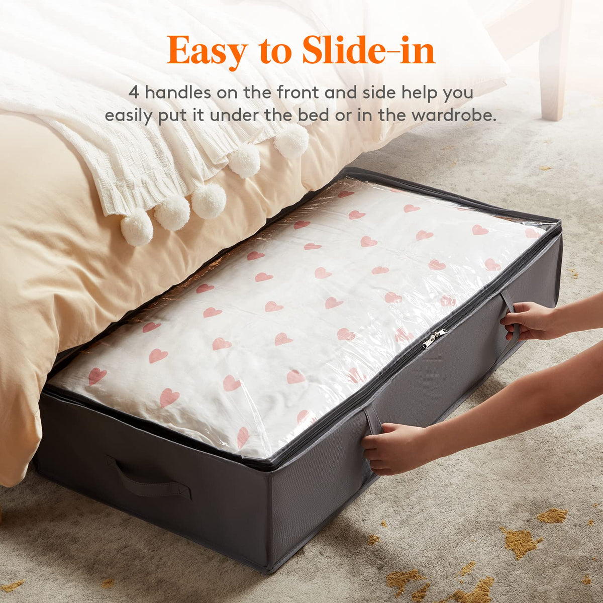 Lifewit 4 Pack 95L Under Bed Storage Bins, Foldable Closet Organizers and Storage Containers,Underbed Storage Bags with Reinforced Handle for Blanket,Clothing,Comforter, Sheets,Wrapping Paper, Grey 🍁 All In One Marketplace Canada