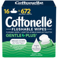 Flushable Wet Wipes, Cottonelle GentlePlus, Biodegradable & Septic Safe, 16 Flip-Top Packs of 42 (672 Wipes) 🍁 All In One Marketplace Canada