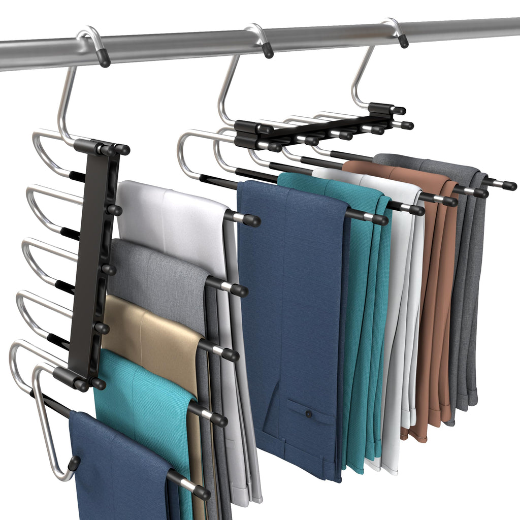 Utopia Home 2 Pack Pants Hangers Space Saving - Clothes Hanger with Stainless Steel Hook & Anti-Slip Design - Closet Organizer for Jeans, Trousers, Skirts, Scarf & Slacks (Black) 🍁 All In One Marketplace Canada