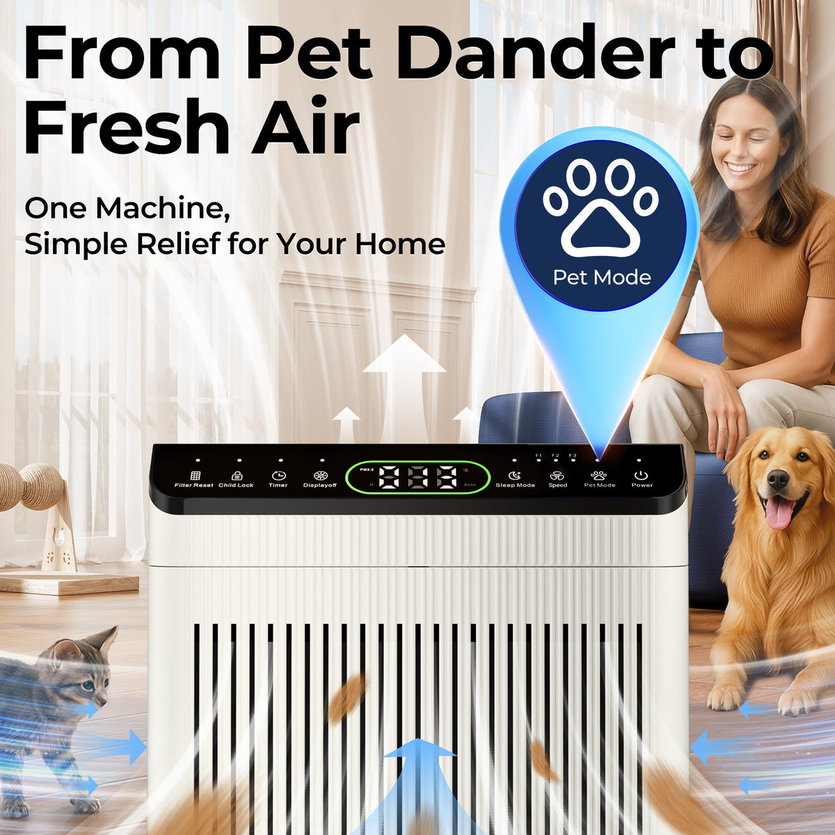 Air Purifiers for Home Large Room up to 2200sq.ft with Washable Filters, EVALIT Air Purifiers for Bedroom with Fragrance, PM 2.5 Display Air Quality Sensor for Smoke Dust Odors, Ivory, 1Pack 🍁 All In One Marketplace Canada