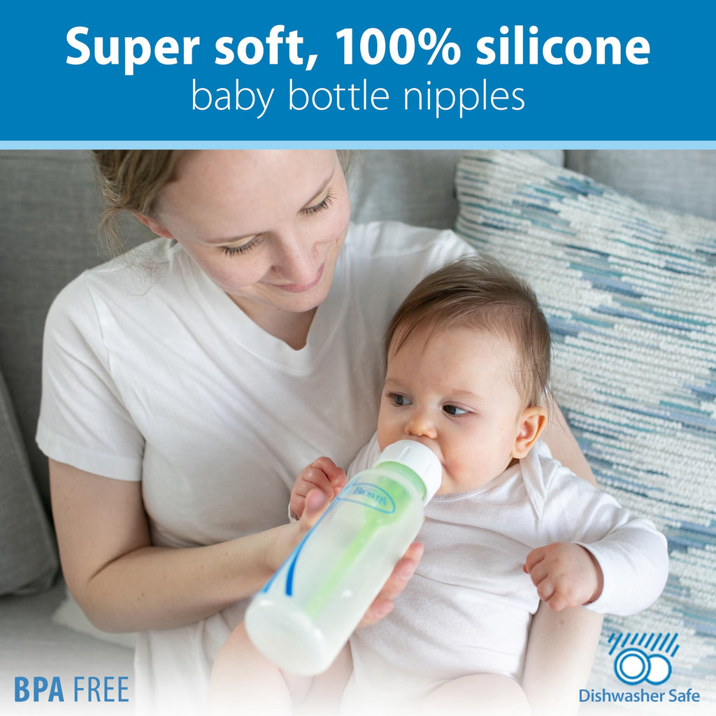 Dr. Brown's Natural Flow Anti-Colic Options+ Narrow Baby Bottle, Blue Nature, 8 oz/250 mL, with Level 1 Slow Flow Nipples, 0m+, 4 count (Pack of 1) 🍁 All In One Marketplace Canada