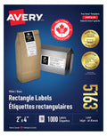 Avery TrueBlock Shipping Labels for Inkjet/Laser Printers, 2" x 4", White, Rectangle, 1000 Labels, Permanent (5163) Made in Canada 🍁 All In One Marketplace Canada
