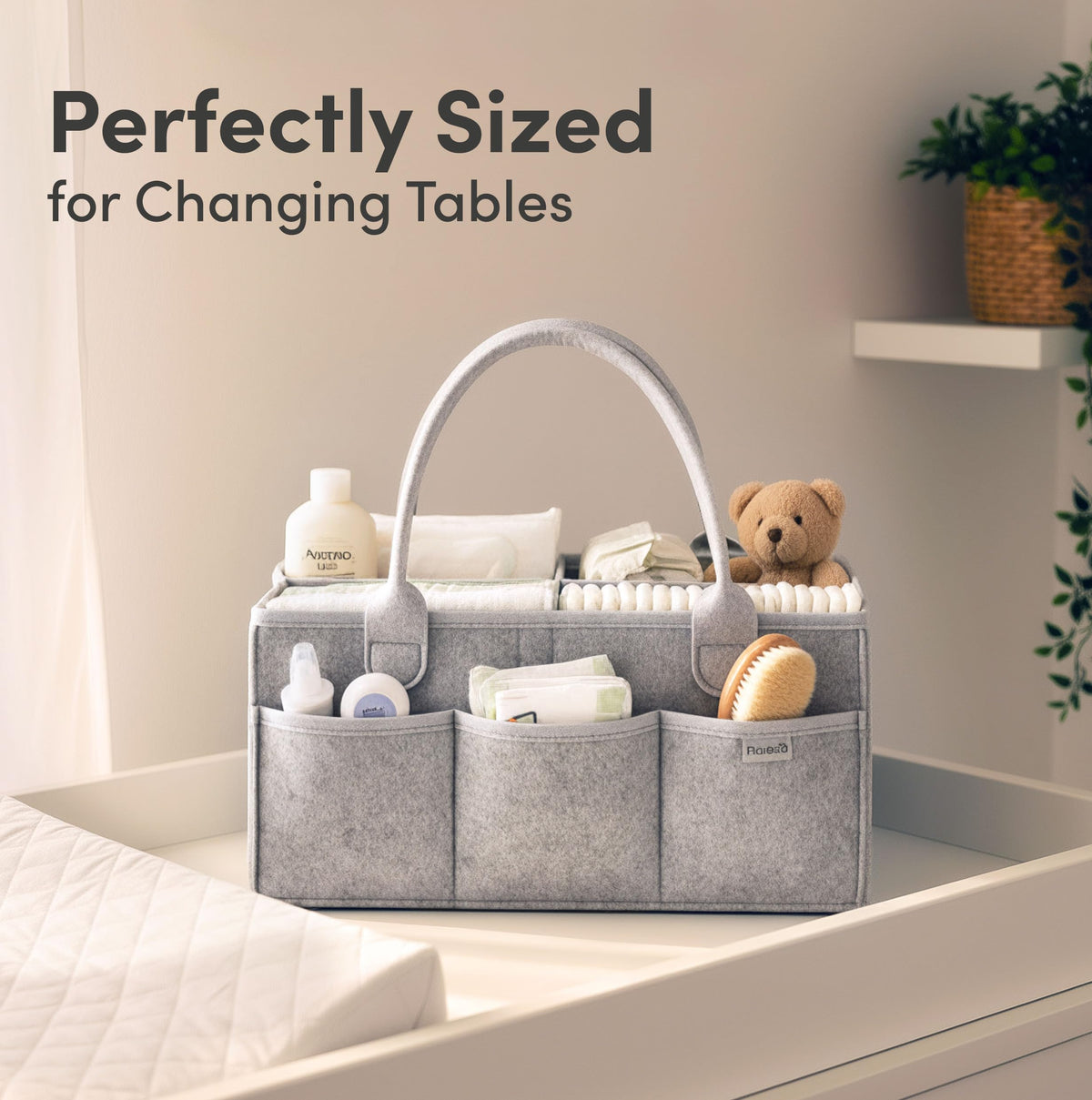 PUTSKA Baby Diaper Caddy Organizer - Nursery Storage Basket for Diaper Station, Baby Basket Shower Gift List and Registry Must-Have, Newborn Essentials, Nursery Decor for Boy or Girl - Grey, Large 🍁 All In One Marketplace Canada