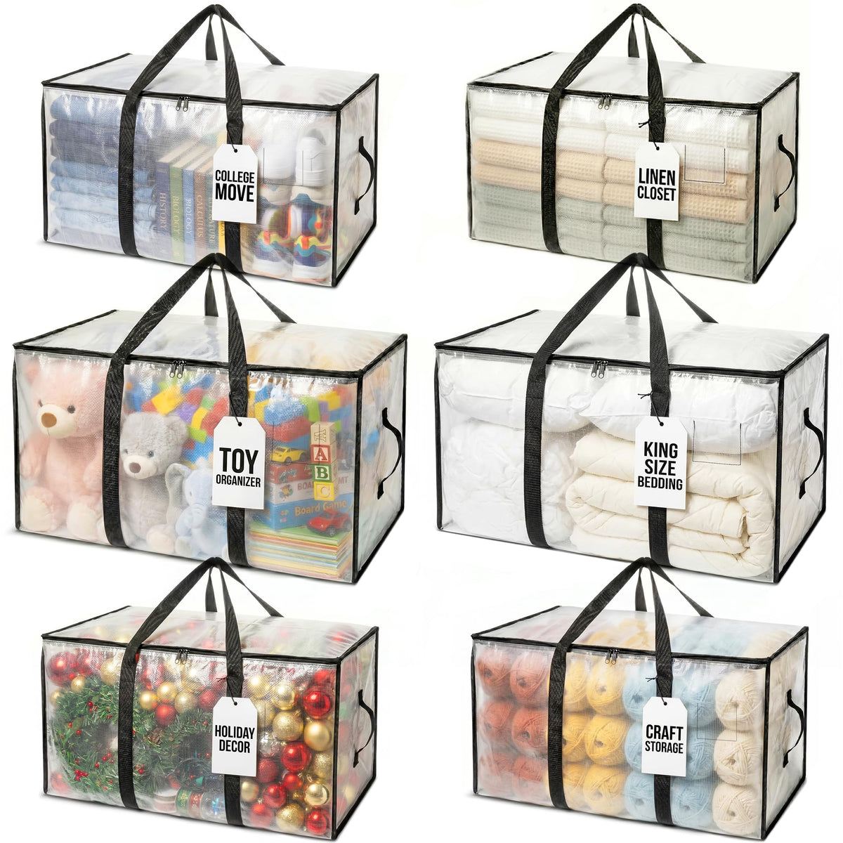 ClearSpace Oversized Moving Bags or Storage Bag – Large Moving Boxes with Backpack Straps, Zippers & Handles – Heavy-Duty Packing Bags, College Dorm, Christmas Decorations, 6 Pack 🍁 All In One Marketplace Canada