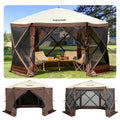 VEVOR Camping Gazebo Tent, 12'x12', 6 Sided Pop-up Canopy Screen Tent for 8 Person Camping, IPX3 Water-Resistant Screen Shelter w/Portable Storage Bag, Ground Stakes, Mesh Windows, Brown & Beige 🍁 All In One Marketplace Canada