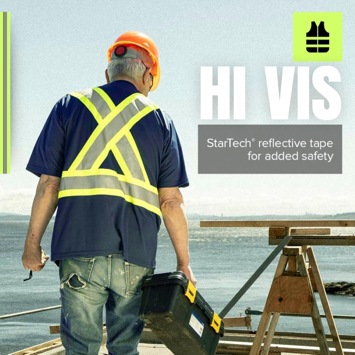 Pioneer Hi-Vis Work T-Shirt — Class 1, Navy, XL