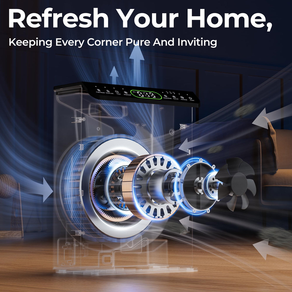 Air Purifiers for Home Large Room up to 2200sq.ft with Washable Filters, EVALIT Air Purifiers for Bedroom with Fragrance, PM 2.5 Display Air Quality Sensor for Smoke Dust Odors, Ivory, 1Pack 🍁 All In One Marketplace Canada