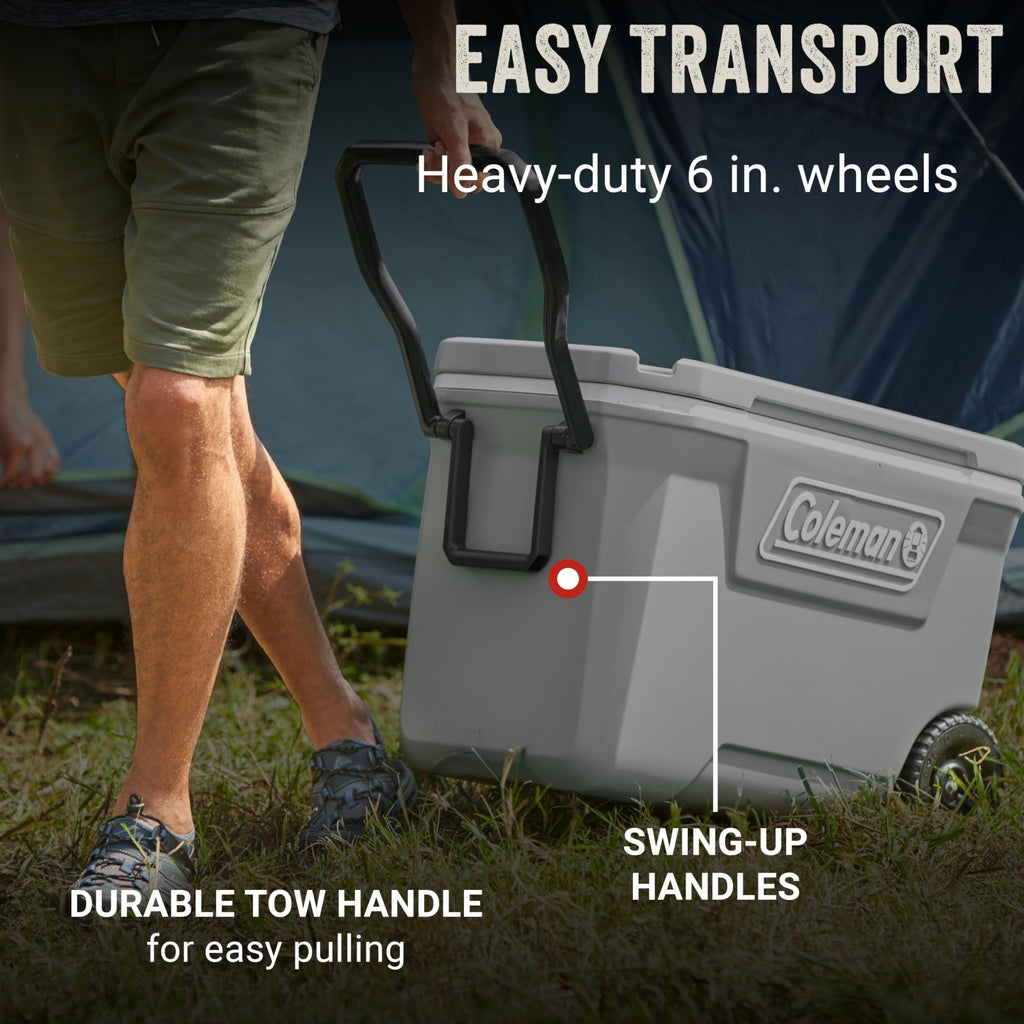 Coleman Classic Series 62-Qt Insulated Portable Cooler w/Heavy Duty Wheels, 58L Leak-Proof Wheeled Cooler w/ 101 Can Capacity, Keeps Ice for up to 5 Days, Great for Beach, Camping, Sports 🍁 All In One Marketplace Canada