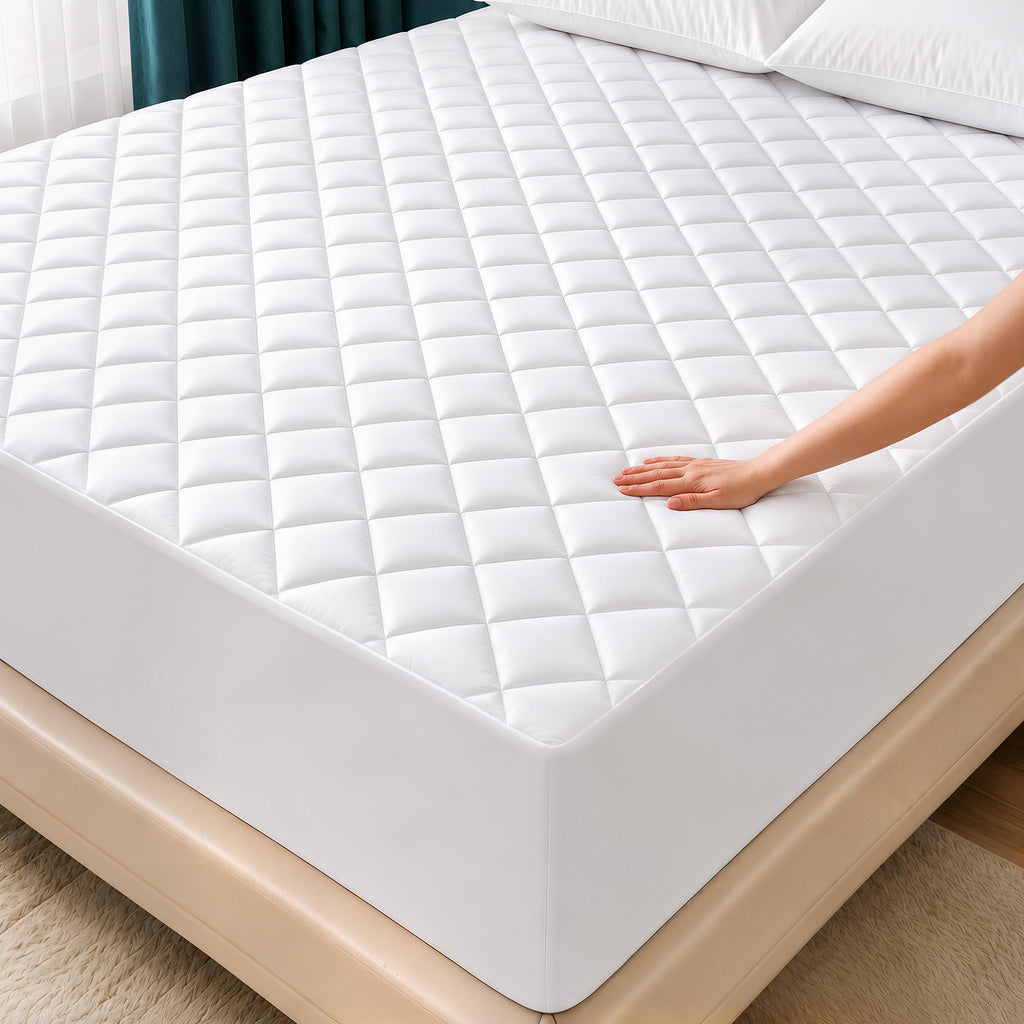 Utopia Bedding Quilted Fitted Mattress Pad, King Size, Elastic Fitted Mattress Topper Protector and Cover Stretches up to 16 Inches Deep, Machine Washable (White) 🍁 All In One Marketplace Canada