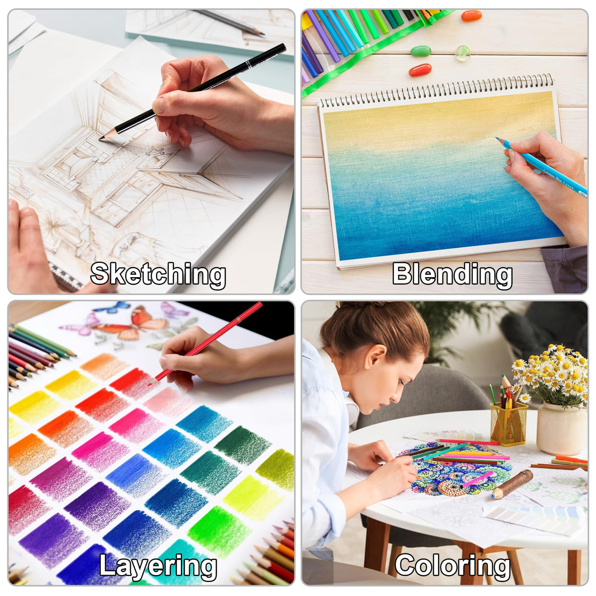KALOUR 72 Count Pencil Crayons for Adult Coloring Books, Soft Core,Ideal for Drawing Blending Shading,Colored Pencils Set Gift for Adults Beginners Artists 🍁 All In One Marketplace Canada