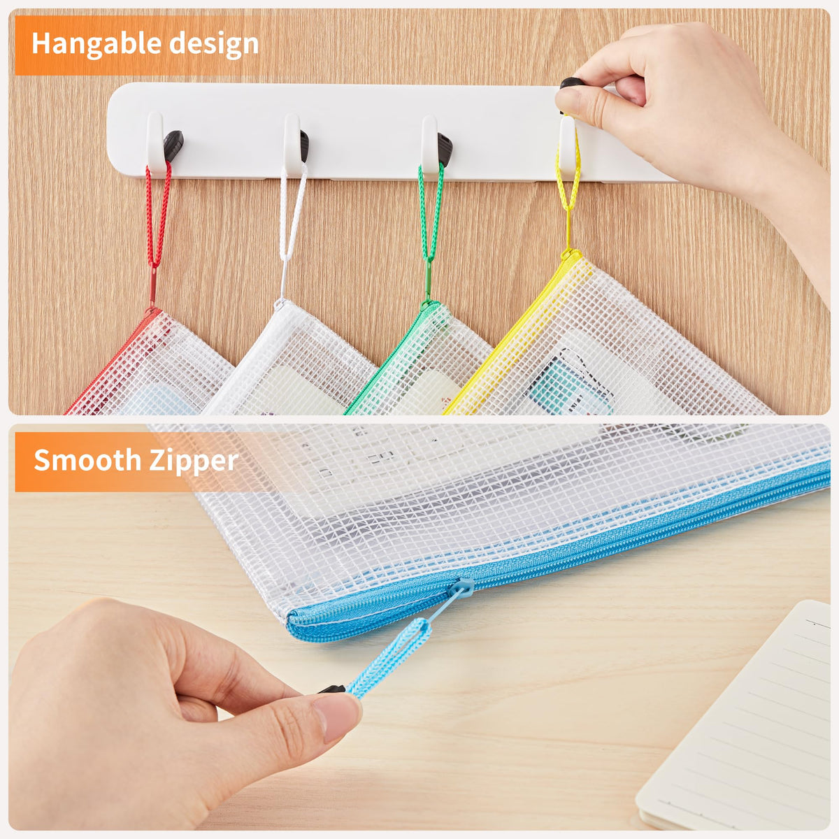 JARLINK 24 Pack 10 Colors Zipper Mesh Document Pouch, A4 Letter Size Mesh Bags for Board Games & Puzzles, Waterproof Document Zipper Pouches for Office School Supplies, Toys, Cosmetics Travel Storage 🍁 All In One Marketplace Canada