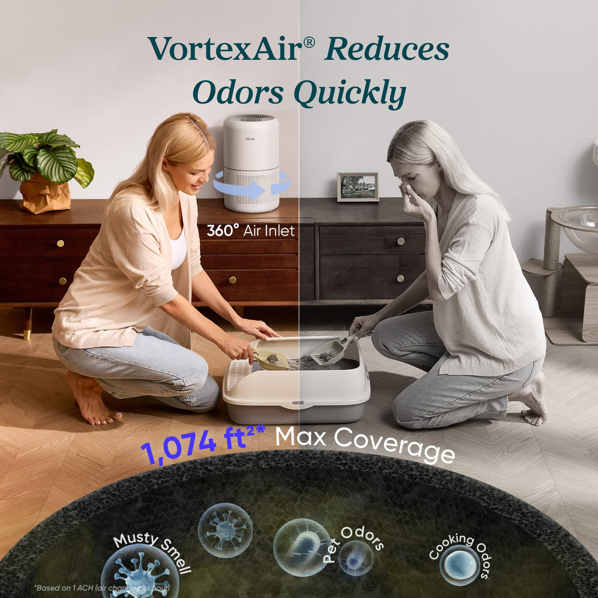 Levoit Air Purifiers Large Room Bedroom Home Up to 1073 ft², AHAM VERIFIDE, 4 Customized Replacement Filter Remove Allergies Pollen Dust Smoke Odor, Air Cleaner with Sleep Mode, Core 300-P White 🍁 All In One Marketplace Canada