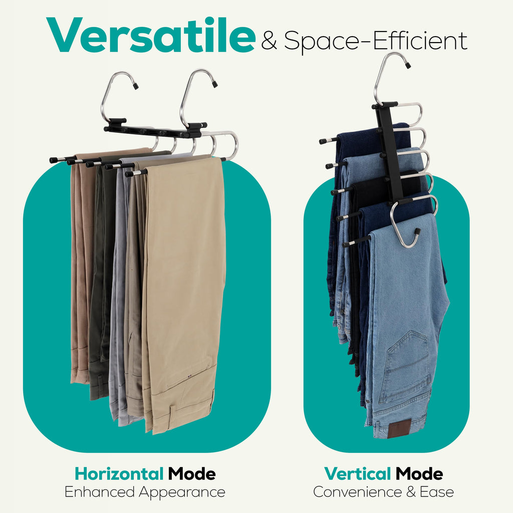 Utopia Home 2 Pack Pants Hangers Space Saving - Clothes Hanger with Stainless Steel Hook & Anti-Slip Design - Closet Organizer for Jeans, Trousers, Skirts, Scarf & Slacks (Black) 🍁 All In One Marketplace Canada