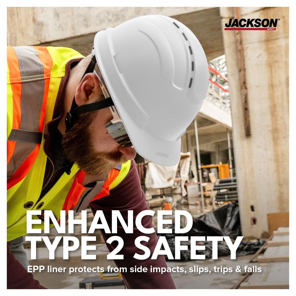 Jackson Safety SENTRY2 Vented Hard Hat — Type 2 Class C, White (22320)