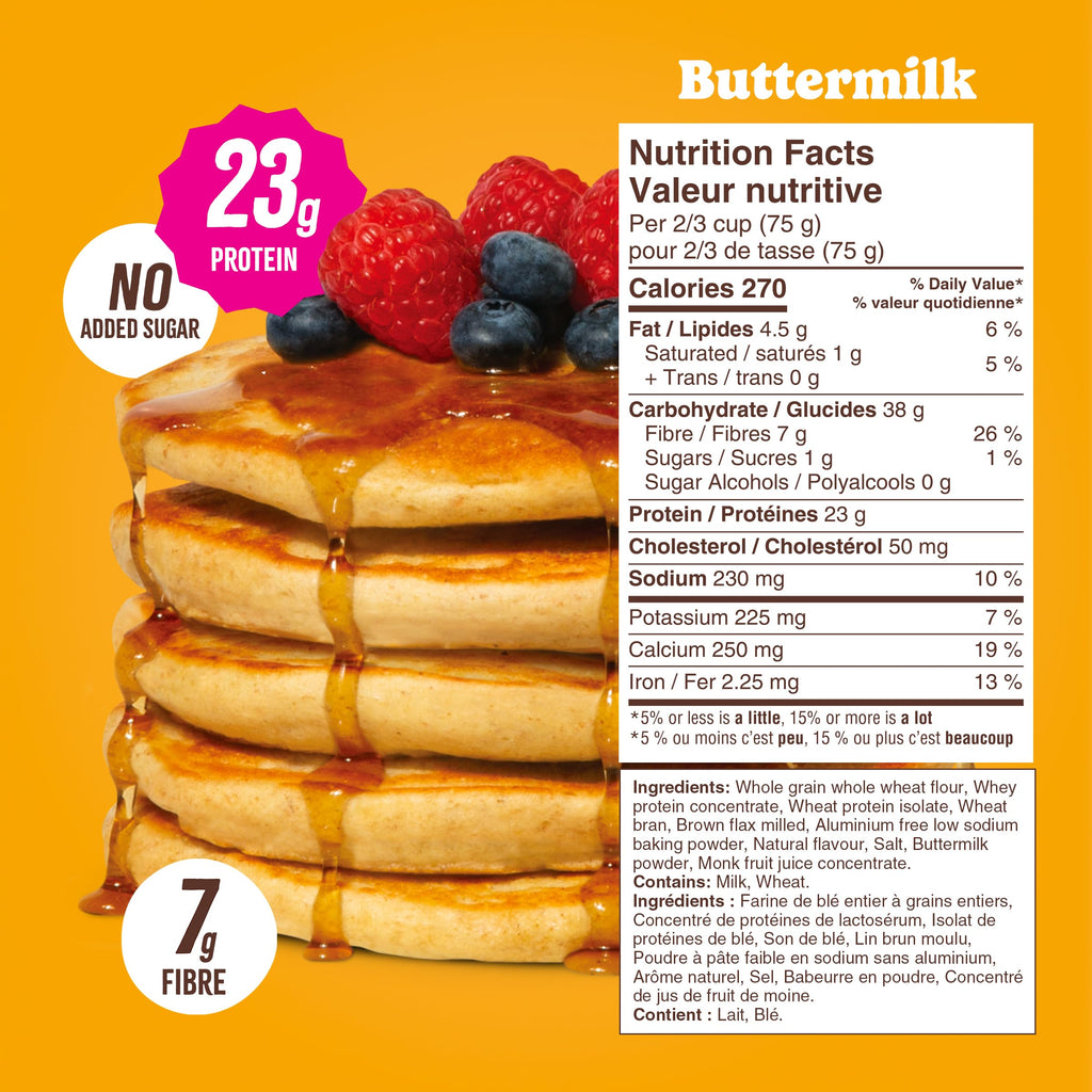 Flourish Protein Pancake & Waffle Mix with Whey Protein, No Added Sugar, High in Fiber - Just Add Water - Buttermilk Flavour, 430 g Each (2 Pack) - Made in Canada 🍁 All In One Marketplace Canada