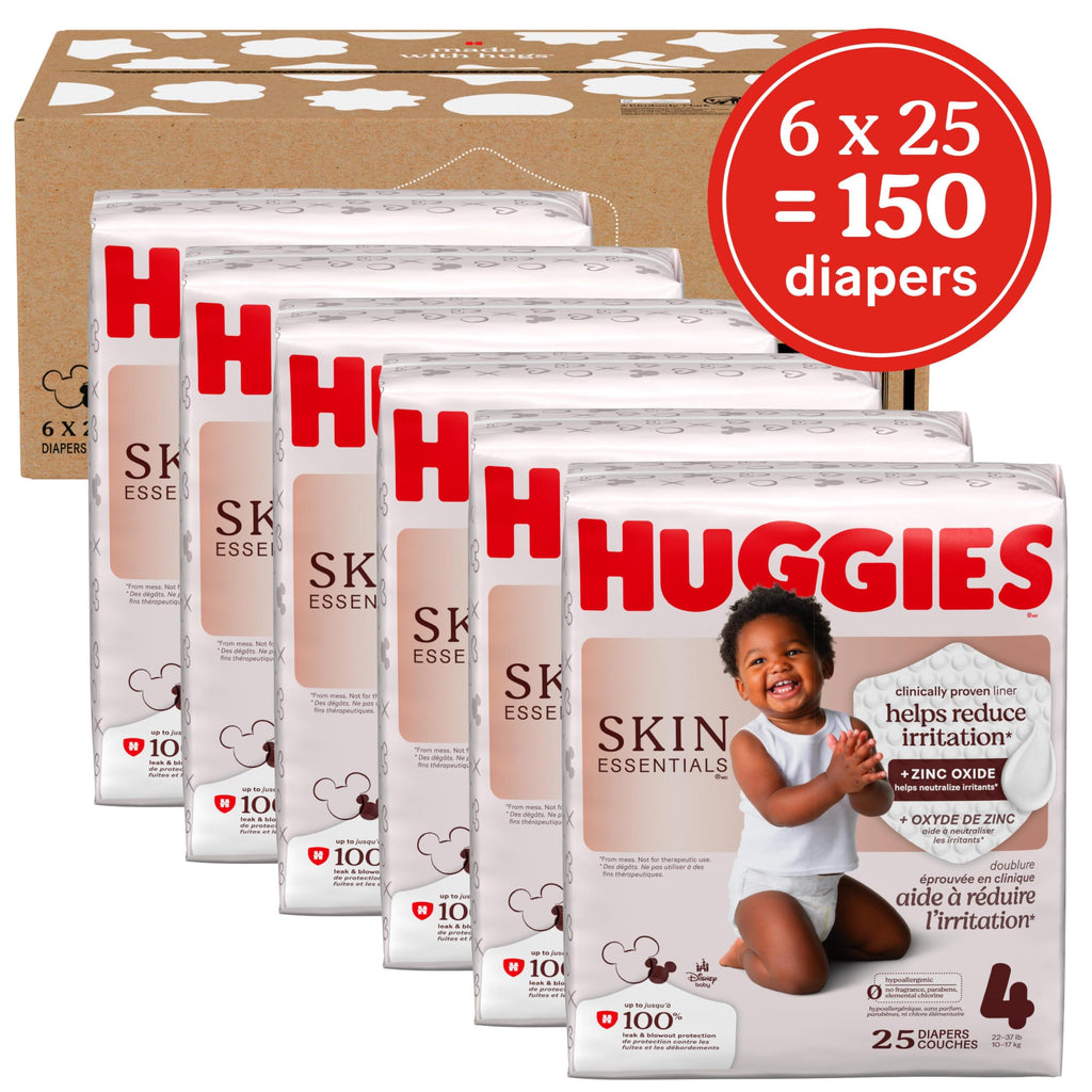 Huggies Size 4 Diapers, Skin Essentials Baby Diapers, Size 4 (22-37 lbs), 150 Count, Packaging May Vary 🍁 All In One Marketplace Canada