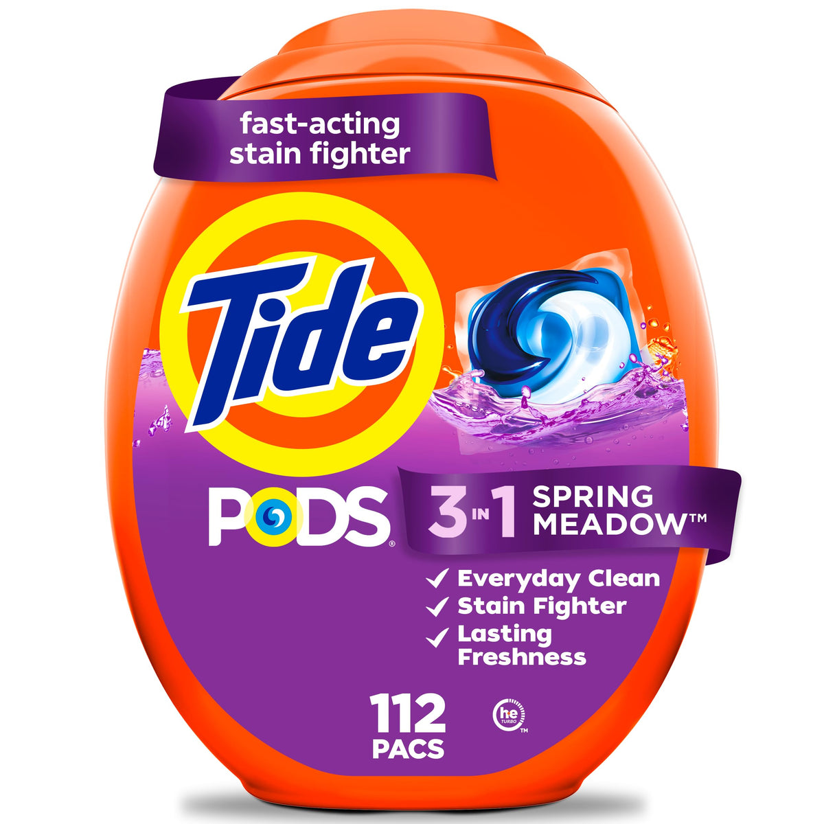 Tide PODS laundry detergent pacs, 3-in-1 Stain Remover, Odor Fighter, Color Protector, HE compatible, Spring Meadow Scent, 112 Count 🍁 All In One Marketplace Canada