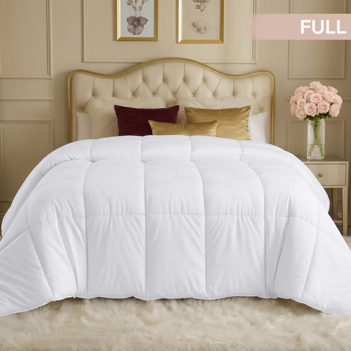 Utopia Bedding Comforters Full Size, All Season Duvet Insert, Down Alternative Box Stitched Bed Comforter with Corner Tabs, Machine Washable (White) 🍁 All In One Marketplace Canada