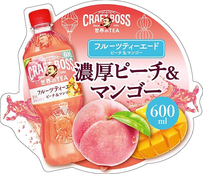 Suntory Craft Boss Fruit Tea Peach Ade & Mango (600ML) [Best Before Date: 2026.12]