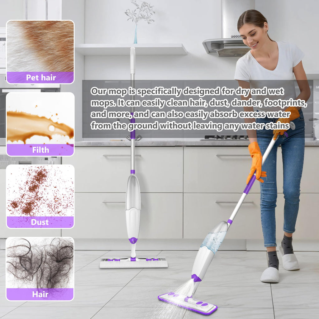 Spray Mops for Hardwood Floor Cleaning, Microfiber Flat Floor Mop with Washable Reusable Pads, Dust Wood Laminate Tile Wet Dry Mopping Head Fit for Disposable Dry Wet Sweeping Refills Cloths 🍁 All In One Marketplace Canada