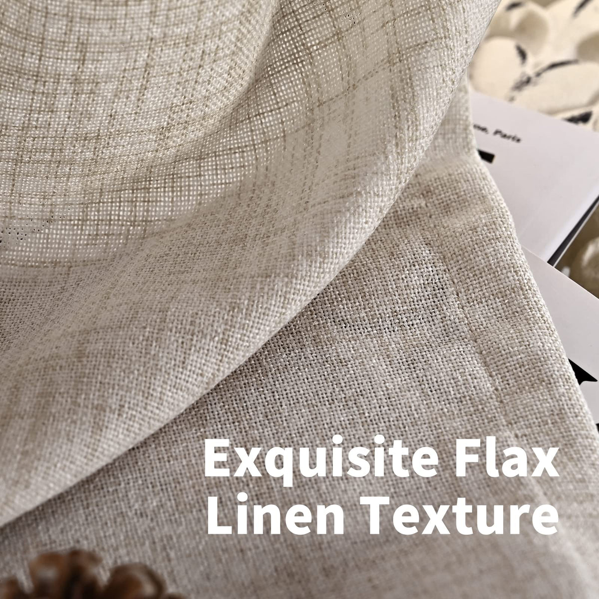 YoungsTex Natural Linen Curtains 84 Inch Long for Living Room Bedroom Grommet Top Light Filtering Privacy Linen Textured Window Semi Sheer Drapes, 2 Panels, 52x84 Inch, Natural 🍁 All In One Marketplace Canada