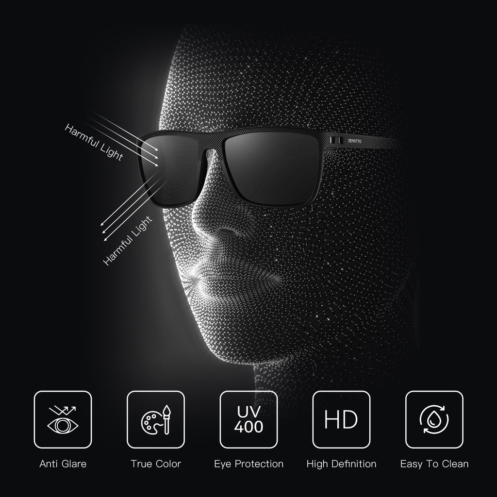 ZENOTTIC Polarized Sunglasses for Men Lightweight TR90 Frame UV400 Protection Square Sun Glasses 🍁 All In One Marketplace Canada