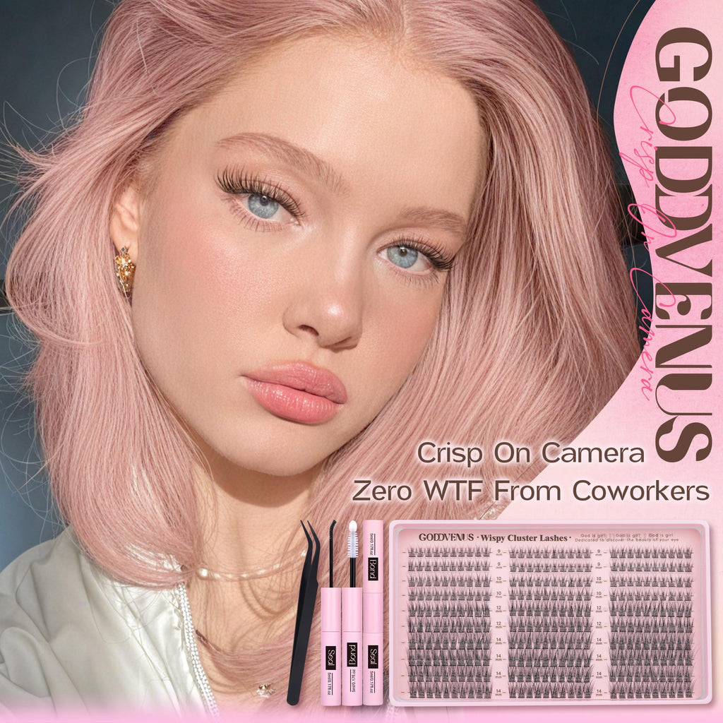Goddvenus Lash Clusters Kit 9-14mm 300pcs Wispy Eyelash Cluster Lashes Natural DIY Lash Extension Kit Short Cluster Eyelash Extensions C Curl 🍁 All In One Marketplace Canada