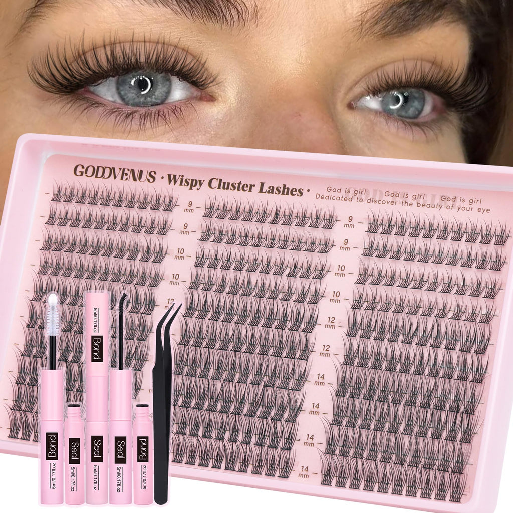 Goddvenus Lash Clusters Kit 9-14mm 300pcs Wispy Eyelash Cluster Lashes Natural DIY Lash Extension Kit Short Cluster Eyelash Extensions C Curl 🍁 All In One Marketplace Canada