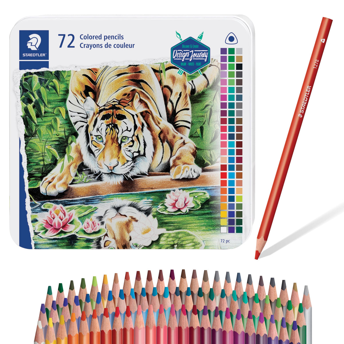 STAEDTLER Colored Pencils Set (72-Pack) - Ergonomic Triangular Barrel, Smooth 4mm Lines, Wood - 72 Vibrant Colors in Tin, for Artists & Students 🍁 All In One Marketplace Canada